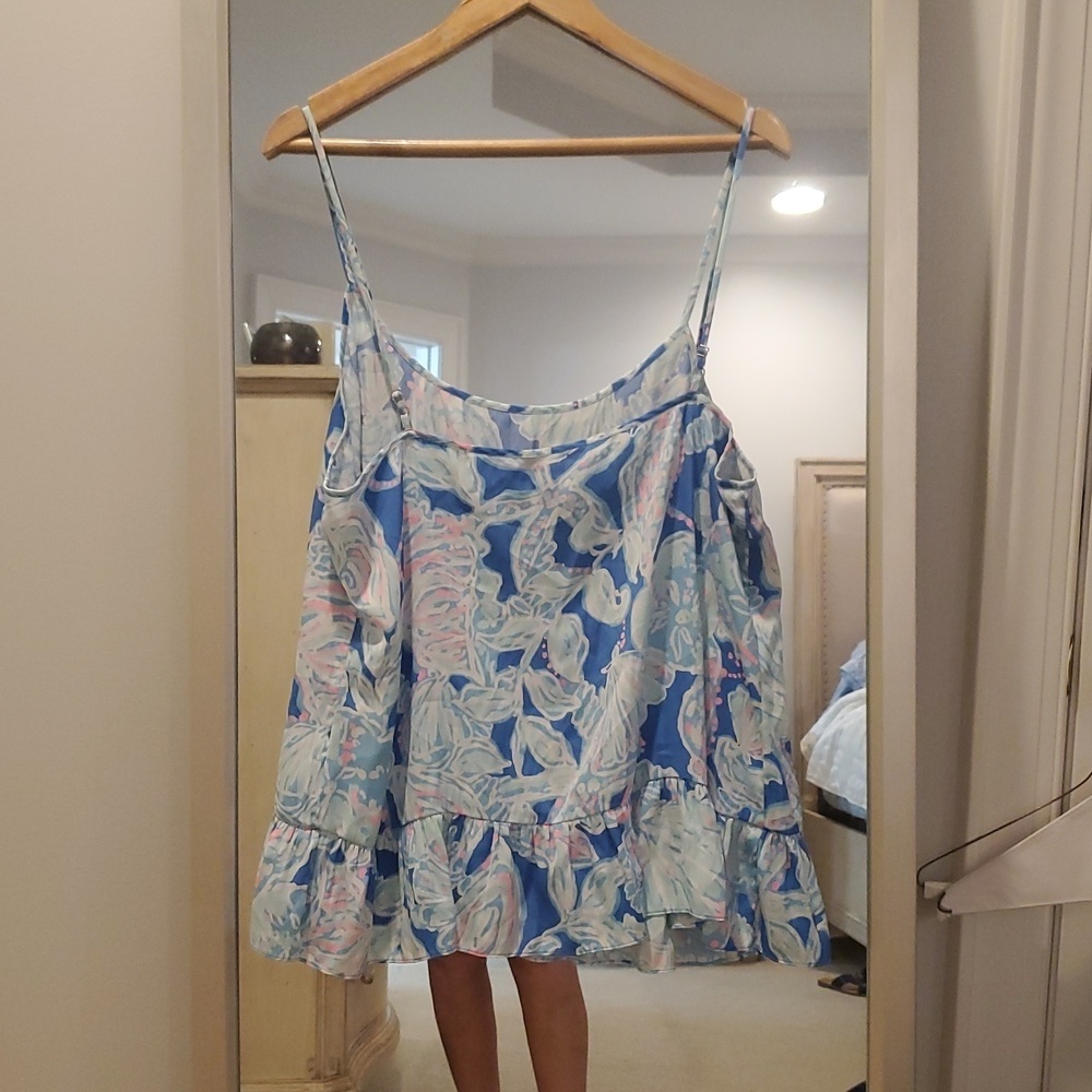 Lilly Pulitzer Into the Deep Bay Blue Peplum Tank (34) - Picture 4 of 8